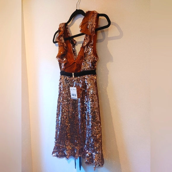 Free People Rose Gold Sequin Tribeca NWT Dress Size 0 - Picture 9 of 14